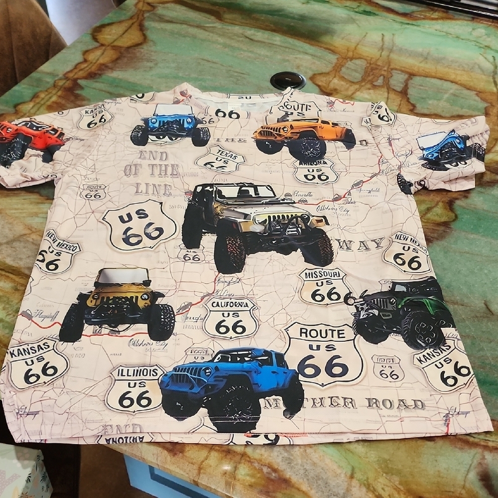 Route 66 Graphic Shirt with Jeeps 🚙